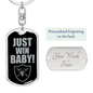 Just Win Baby Swivel Keychain Dog Tag Stainless Steel or 18k Gold-Express Your Love Gifts
