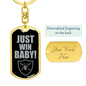 Just Win Baby Swivel Keychain Dog Tag Stainless Steel or 18k Gold-Express Your Love Gifts