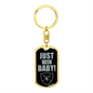 Just Win Baby Swivel Keychain Dog Tag Stainless Steel or 18k Gold-Express Your Love Gifts