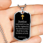 Justice Executed Proverbs 21:15 Necklace Stainless Steel or 18k Gold Dog Tag 24" Chain-Express Your Love Gifts