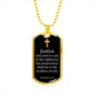 Justice Executed Proverbs 21:15 Necklace Stainless Steel or 18k Gold Dog Tag 24" Chain-Express Your Love Gifts