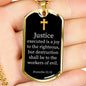 Justice Executed Proverbs 21:15 Necklace Stainless Steel or 18k Gold Dog Tag 24" Chain-Express Your Love Gifts