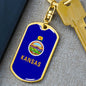 Kansas State Flag Keychain Dog Tag Stainless Steel or 18k Gold-Express Your Love Gifts
