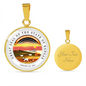 Kansas State Seal Necklace Circle Pendant Stainless Steel or 18k Gold 18-22"-Express Your Love Gifts
