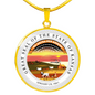 Kansas State Seal Necklace Circle Pendant Stainless Steel or 18k Gold 18-22"-Express Your Love Gifts