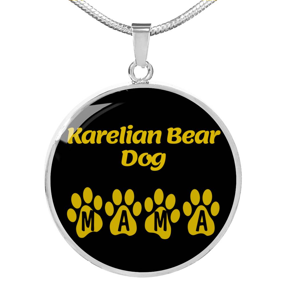 KArelian Bear Dog Mama Circle Necklace Stainless Steel or 18k Gold 18-22" Dog Owner Lover-Express Your Love Gifts