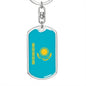 Kazakhstan Flag Keychain Dog Tag Stainless Steel or 18k Gold-Express Your Love Gifts