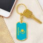 Kazakhstan Flag Keychain Dog Tag Stainless Steel or 18k Gold-Express Your Love Gifts