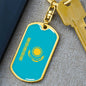 Kazakhstan Flag Keychain Dog Tag Stainless Steel or 18k Gold-Express Your Love Gifts