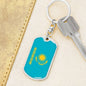 Kazakhstan Flag Keychain Dog Tag Stainless Steel or 18k Gold-Express Your Love Gifts