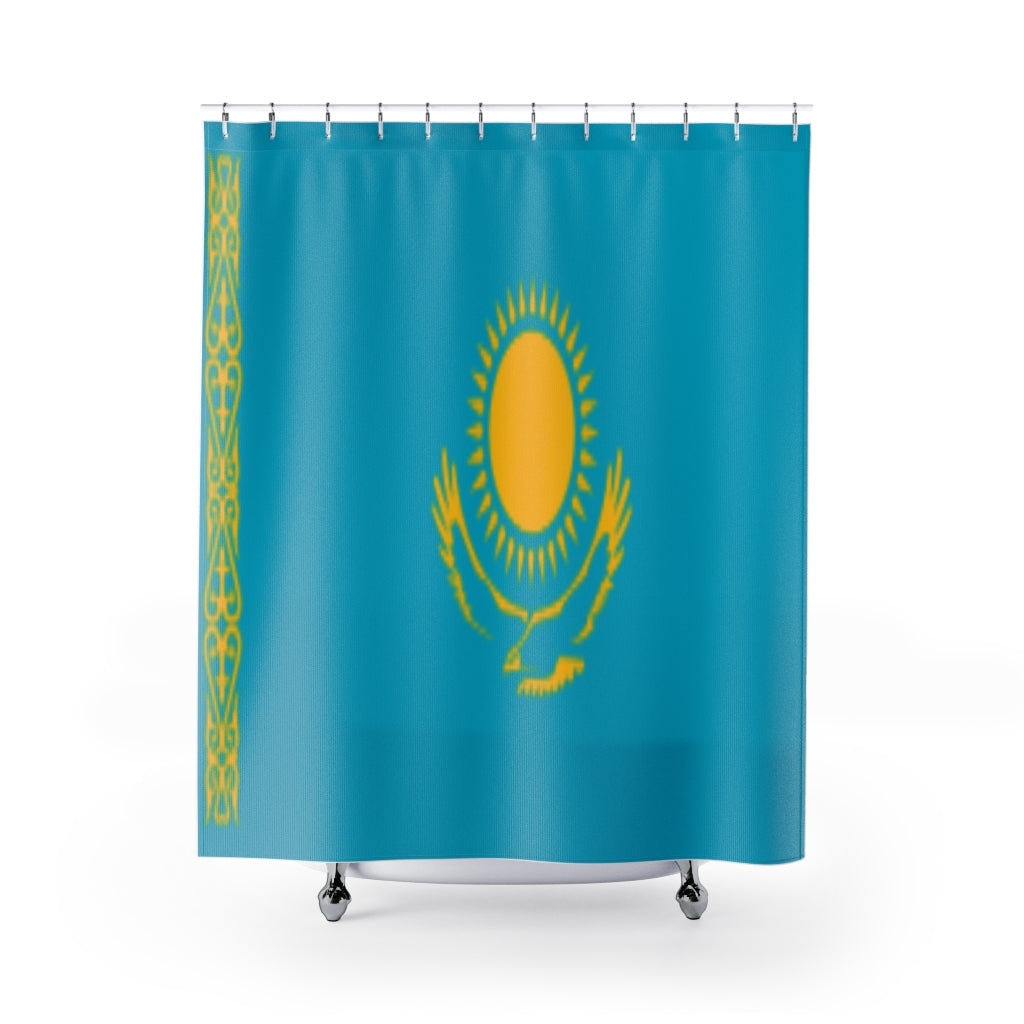 Kazakhstan Flag Stylish Design 71" x 74" Elegant Waterproof Shower Curtain for a Spa-like Bathroom Paradise Exceptional Craftsmanship-Express Your Love Gifts