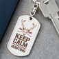 Keep Calm And Go Hunter'S Keychain Gift Stainless Steel or 18k Gold Dog Tag Keyring-Express Your Love Gifts