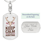Keep Calm And Go Hunter'S Keychain Gift Stainless Steel or 18k Gold Dog Tag Keyring-Express Your Love Gifts