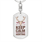 Keep Calm And Go Hunter'S Keychain Gift Stainless Steel or 18k Gold Dog Tag Keyring-Express Your Love Gifts