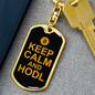 Keep Calm and HODL Crypto Keychain Stainless Steel or 18k Gold Dog Tag Keyring-Express Your Love Gifts