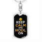 Keep Calm and HODL On Crypto Keychain Stainless Steel or 18k Gold Dog Tag Keyring-Express Your Love Gifts