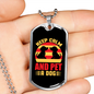 Keep Calm and Pet a Dog Red Necklace Stainless Steel or 18k Gold Dog Tag 24" Chain-Express Your Love Gifts