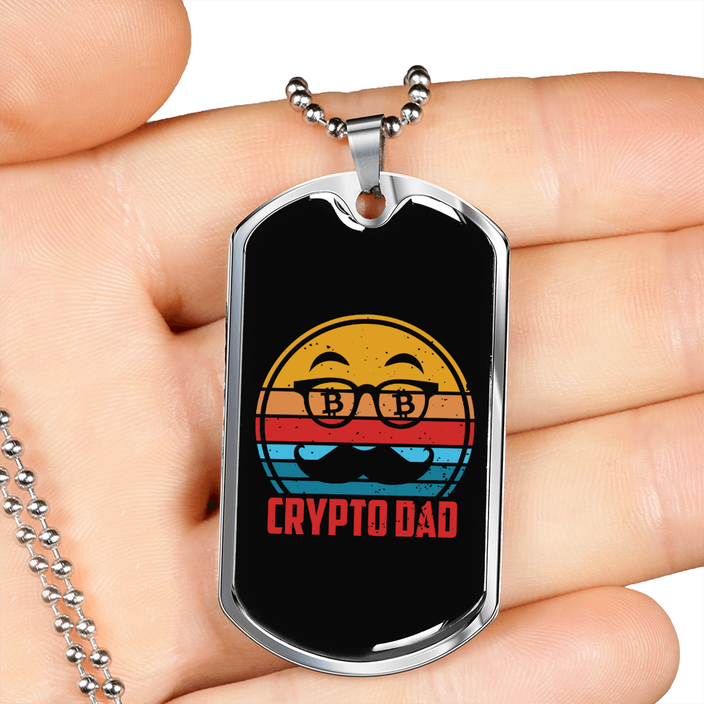 Keep Calm Bitcoin Crypto Necklace Stainless Steel or 18k Gold Dog Tag 24" Chain-Express Your Love Gifts