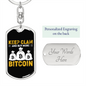 Keep Calm Buy More Crypto Keychain Stainless Steel or 18k Gold Dog Tag Keyring-Express Your Love Gifts