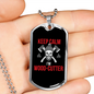 Keep Calm I Cut Wood Woodworker Dog Tag Stainless Steel or 18k Gold W 24"-Express Your Love Gifts