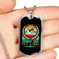 Keep Calm Pet a Dog Blue Necklace Stainless Steel or 18k Gold Dog Tag 24" Chain-Express Your Love Gifts