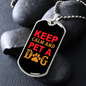 Keep Calm Pet a Dog Red Necklace Stainless Steel or 18k Gold Dog Tag 24" Chain-Express Your Love Gifts