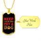 Keep Calm Pet a Dog Red Necklace Stainless Steel or 18k Gold Dog Tag 24" Chain-Express Your Love Gifts
