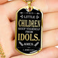 Keep from Idols 1 John 5:21 Necklace Stainless Steel or 18k Gold Dog Tag W 24"-Express Your Love Gifts