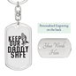 Keep Our Daddy Safe Dad Keychain Stainless Steel or 18k Gold Dog Tag Keyring-Express Your Love Gifts