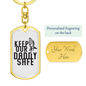 Keep Our Daddy Safe Dad Keychain Stainless Steel or 18k Gold Dog Tag Keyring-Express Your Love Gifts