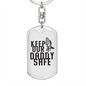 Keep Our Daddy Safe Dad Keychain Stainless Steel or 18k Gold Dog Tag Keyring-Express Your Love Gifts