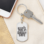 Keep Our Daddy Safe Dad Keychain Stainless Steel or 18k Gold Dog Tag Keyring-Express Your Love Gifts