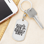 Keep Our Daddy Safe Dad Keychain Stainless Steel or 18k Gold Dog Tag Keyring-Express Your Love Gifts