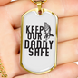 Keep Our Daddy Safe Dad Necklace Stainless Steel or 18k Gold Dog Tag 24" Chain-Express Your Love Gifts