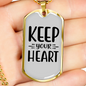 Keep Your Heart Christian Necklace Stainless Steel or 18k Gold Dog Tag 24" Chain-Express Your Love Gifts