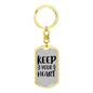 Keep Your Heart Keychain Stainless Steel or 18k Gold Dog Tag Keyring-Express Your Love Gifts