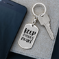 Keep Your Heart Keychain Stainless Steel or 18k Gold Dog Tag Keyring-Express Your Love Gifts