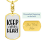 Keep Your Heart Plain Keychain Stainless Steel or 18k Gold Dog Tag Keyring-Express Your Love Gifts