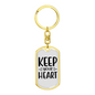 Keep Your Heart Plain Keychain Stainless Steel or 18k Gold Dog Tag Keyring-Express Your Love Gifts
