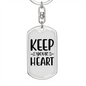 Keep Your Heart Plain Keychain Stainless Steel or 18k Gold Dog Tag Keyring-Express Your Love Gifts