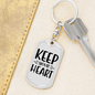 Keep Your Heart Plain Keychain Stainless Steel or 18k Gold Dog Tag Keyring-Express Your Love Gifts