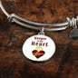 Keeper Of My Heart Circle Pendant Bangle Stainless Steel or 18k Gold 18-22"-Express Your Love Gifts