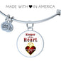 Keeper Of My Heart Circle Pendant Bangle Stainless Steel or 18k Gold 18-22"-Express Your Love Gifts