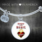 Keeper Of My Heart Circle Pendant Bangle Stainless Steel or 18k Gold 18-22"-Express Your Love Gifts
