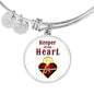 Keeper Of My Heart Circle Pendant Bangle Stainless Steel or 18k Gold 18-22"-Express Your Love Gifts
