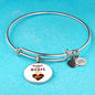 Keeper Of My Heart Circle Pendant Bangle Stainless Steel or 18k Gold 18-22"-Express Your Love Gifts