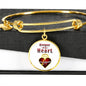 Keeper Of My Heart Circle Pendant Bangle Stainless Steel or 18k Gold 18-22"-Express Your Love Gifts