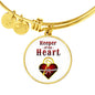 Keeper Of My Heart Circle Pendant Bangle Stainless Steel or 18k Gold 18-22"-Express Your Love Gifts