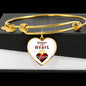 Keeper Of My Heart Heart Bangle Stainless Steel or 18k Gold 18-22"-Express Your Love Gifts