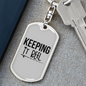 Keeping It Reel Simple Fishing Keychain Stainless Steel or 18k Gold Dog Tag Keyring-Express Your Love Gifts